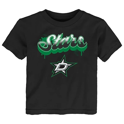 Toddler Black Dallas Stars Bubbly Script T-Shirt