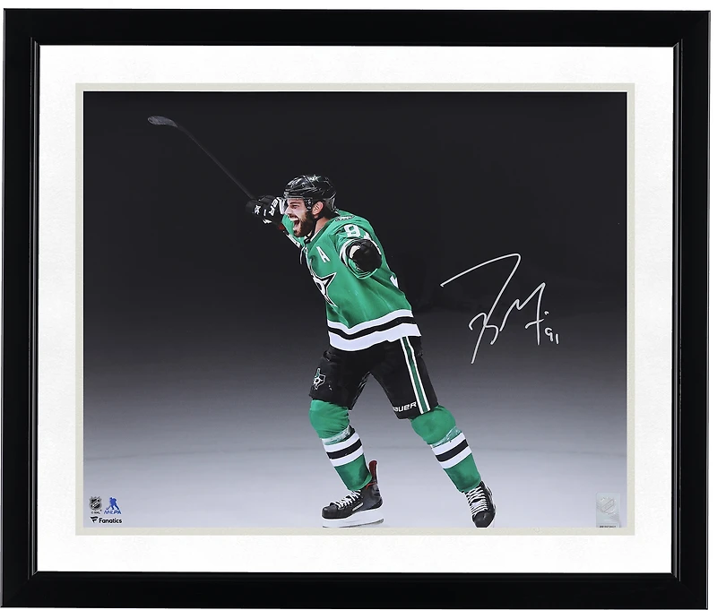 Photo de Tyler Seguin, joueur des Stars de Dallas, autographiée, maillot vert Kelly, format 16 x 20 pouces, lors de sa célébration.