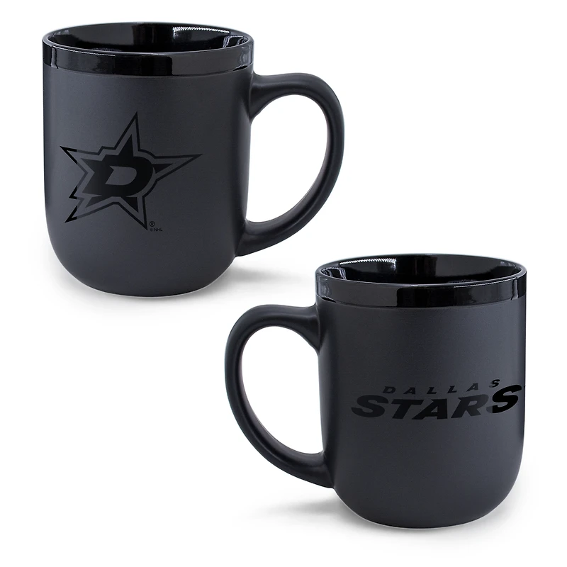 Tasse WinCraft Dallas Stars en céramique noire ton sur ton de 480 ml