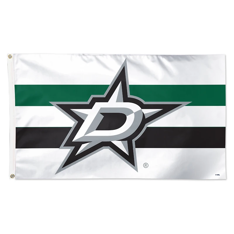 Drapeau de luxe à rayures horizontales WinCraft Dallas Stars 3 pi x 5 pi, simple face