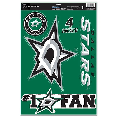 Feuille d'autocollants multi-usages WinCraft Dallas Stars #1 Fan 11" x 17"