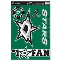 Feuille d'autocollants multi-usages WinCraft Dallas Stars #1 Fan 11" x 17"
