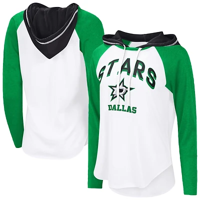 T-shirt à capuche manches longues raglan G-III 4Her par Carl Banks pour femme, motif Dallas Stars VIP, blanc