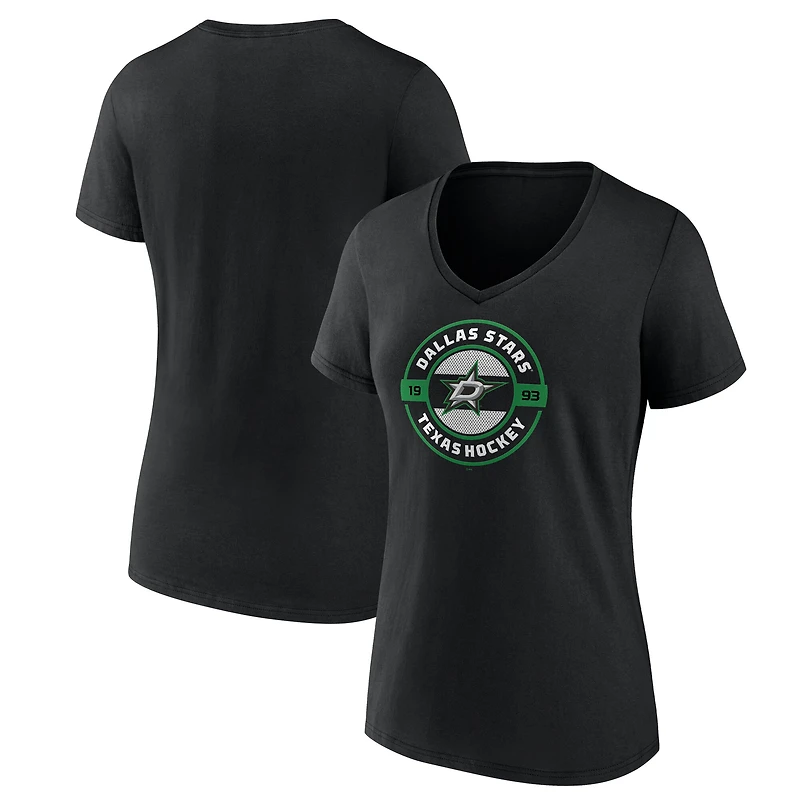 T-shirt noir à col en V pour femmes Dallas Stars Native
