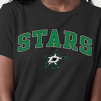 Women's Champion  Black Dallas Stars Arch Mascot Logo T-Shirt