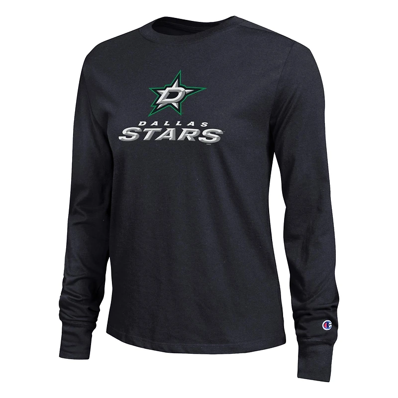 T-shirt à manches longues Champion Black Dallas Stars pour femmes