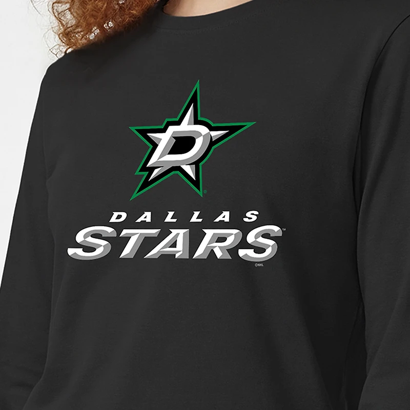 Women's Champion Black Dallas Stars Wordmark Lockup Long Sleeve T-Shirt