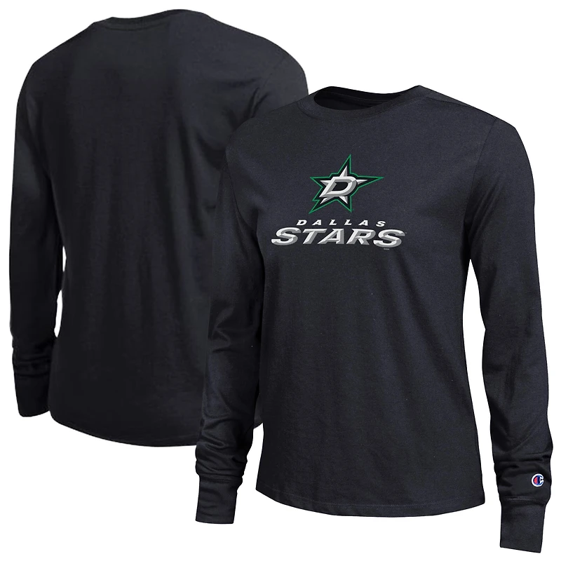 T-shirt à manches longues Champion Black Dallas Stars pour femmes