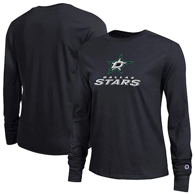 T-shirt à manches longues Champion Black Dallas Stars pour femmes