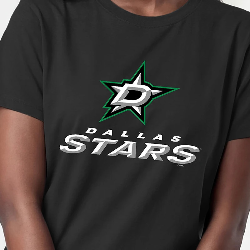 T-shirt noir Champion Dallas Stars pour femmes avec logo Lockup
