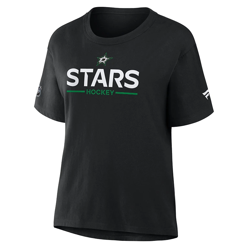 T-shirt Fanatics noir authentique pour femme des Dallas Stars