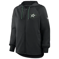 Women's Fanatics Black Dallas Stars Authentic Pro Rink Raglan Full-Zip Hoodie
