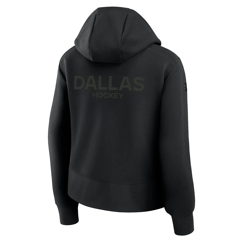 Sweat à capuche noir Authentic Pro Road Tri-Blend fermeture éclair quart de tour pour femme Fanatics des Dallas Stars