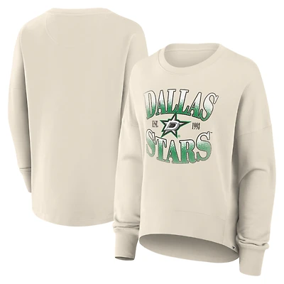 Women's Fanatics Cream Dallas Stars Oversized Slice Pullover Sweatshirt