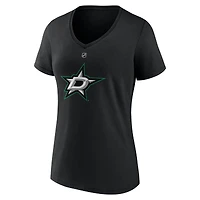 Women's Fanatics Mikko Rantanen Black Dallas Stars Authentic Stack Name & Number V-Neck T-Shirt