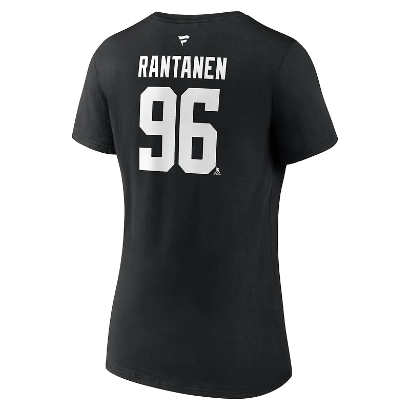 Women's Fanatics Mikko Rantanen Black Dallas Stars Authentic Stack Name & Number V-Neck T-Shirt