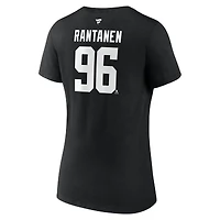 Women's Fanatics Mikko Rantanen Black Dallas Stars Authentic Stack Name & Number V-Neck T-Shirt