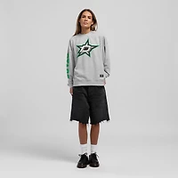 Women's Mitchell & Ness Heather Gray Dallas Stars Core 3-Hit Oversized Sweatshirt