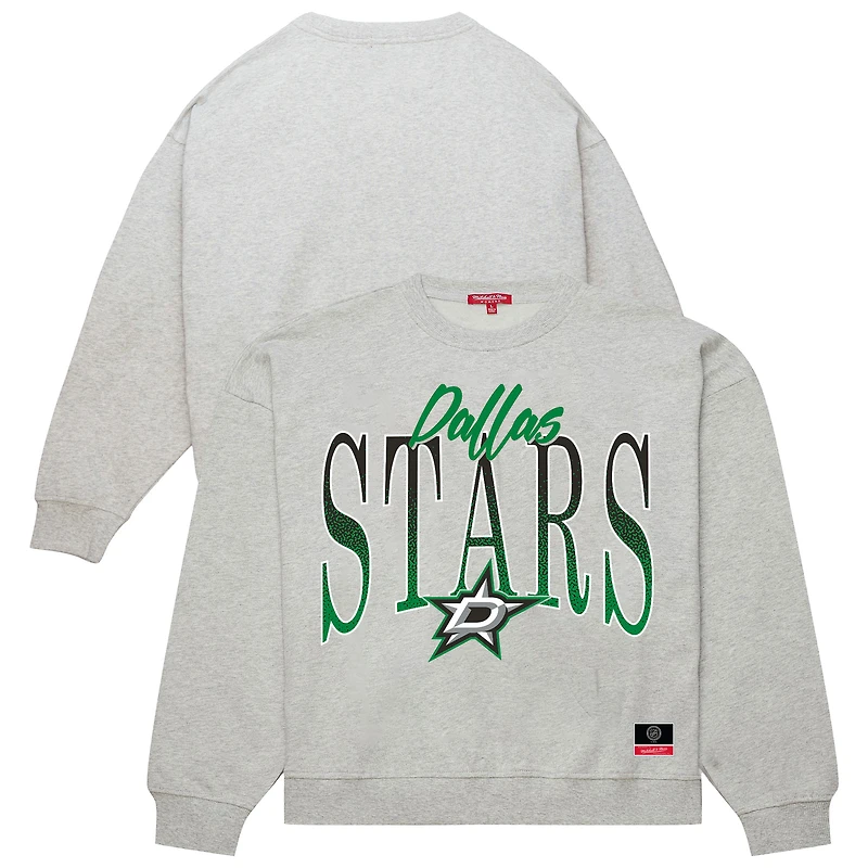 Women's Mitchell & Ness  Heather Gray Dallas Stars Hockey Night Sweatshirt