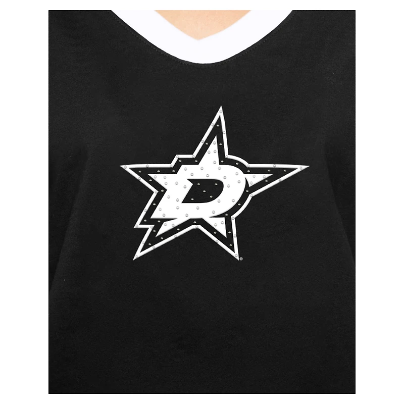 T-shirt noir à strass pour femme Dallas Stars Game Day New Era