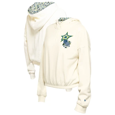 Sweat à capuche court imprimé floral Dallas Stars Glam Game de New Era pour femme, couleur crème