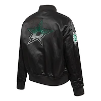 Women's Pro Standard  Black Dallas Stars Rhinestone Jewels Satin Full-Snap Jacket