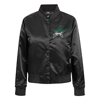 Women's Pro Standard  Black Dallas Stars Rhinestone Jewels Satin Full-Snap Jacket