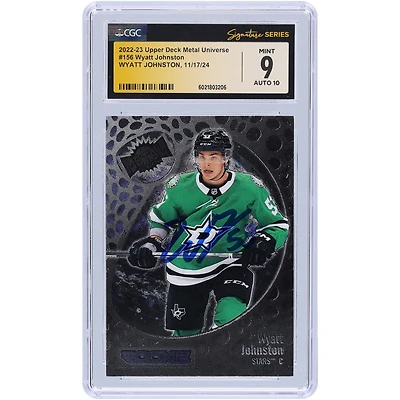 Wyatt Johnston Dallas Stars Autographed 2022-23 Upper Deck Metal Universe #156 CGC Fanatics Witnessed Authenticated 9/10 Rookie Card