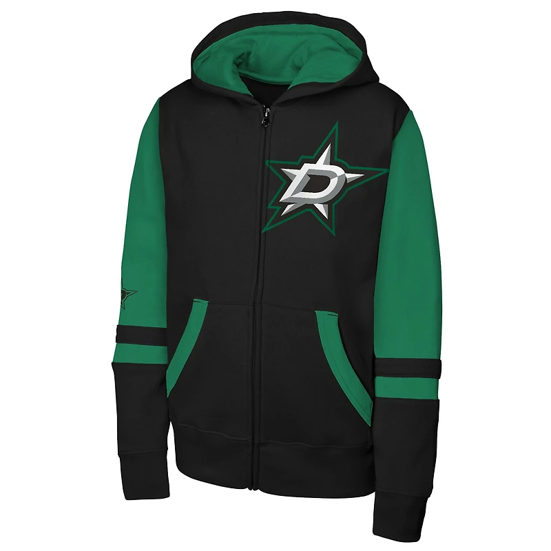 Sweat à capuche entièrement zippé noir Dallas Stars Face Off pour jeunes