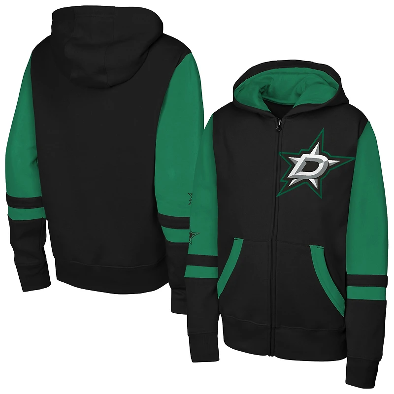 Sweat à capuche entièrement zippé noir Dallas Stars Face Off pour jeunes