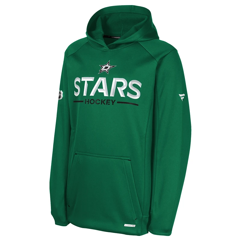 Sweat à capuche raglan authentique Pro Rink Kelly Green Dallas Stars pour jeunes fanatiques