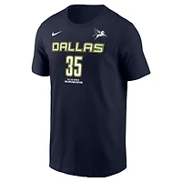 T-shirt Nike Azzi Fudd bleu marine Dallas Wings Explorer Edition pour homme, avec nom et numéro