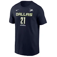 T-shirt Nike DiJonai Carrington bleu marine pour homme, édition Explorer, avec nom et numéro des Dallas Wings