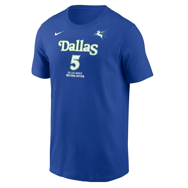 Men's Nike Paige Bueckers Blue Dallas Wings Name & Number Rebel Edition T-Shirt