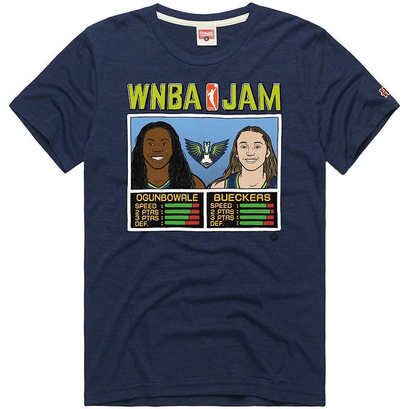 Unisex Homage Paige Bueckers & Arike Ogunbowale Navy Dallas Wings WNBA Jam Tri-Blend T-Shirt