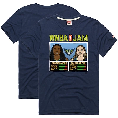 Unisex Homage Paige Bueckers & Arike Ogunbowale Navy Dallas Wings WNBA Jam Tri-Blend T-Shirt