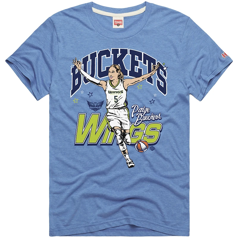 Unisex Homage Paige Bueckers Light Blue Dallas Wings Buckets Tri-Blend T-Shirt