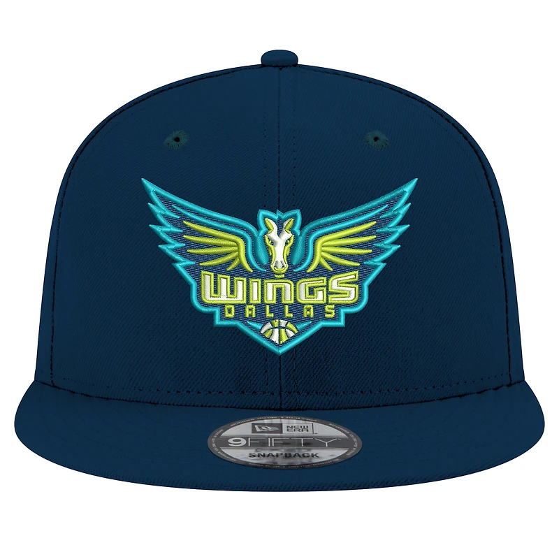 Casquette unisexe New Era bleu marine avec logo Dallas Wings 9FIFTY Snapback