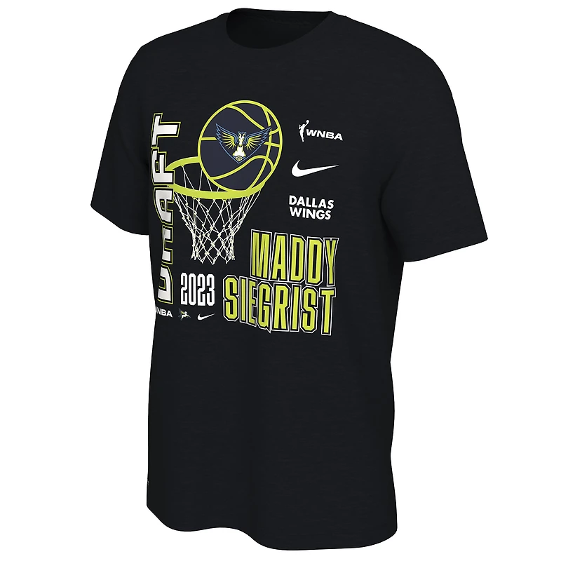 T-shirt unisexe Nike Maddy Siegrist Dallas Wings 2023 WNBA Draft avec nom et numéro