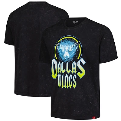 T-shirt unisexe Sportiqe noir Dallas Wings Rock & Roll Collection Angus Mineral Wash