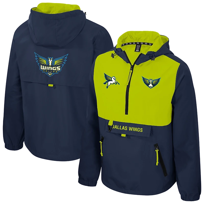 Veste unisexe Stadium Essentials bleu marine/verte Dallas Wings Legends Challenger à quart de zip