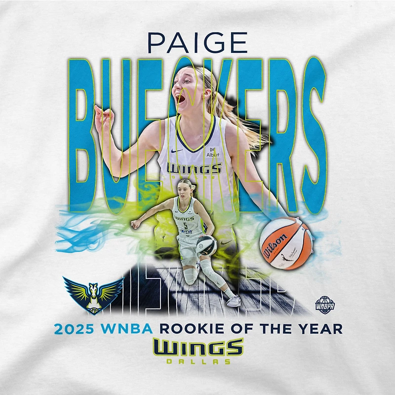 T-shirt unisexe Stadium Essentials Paige Bueckers blanc Dallas Wings 2025 WNBA Rookie of the Year