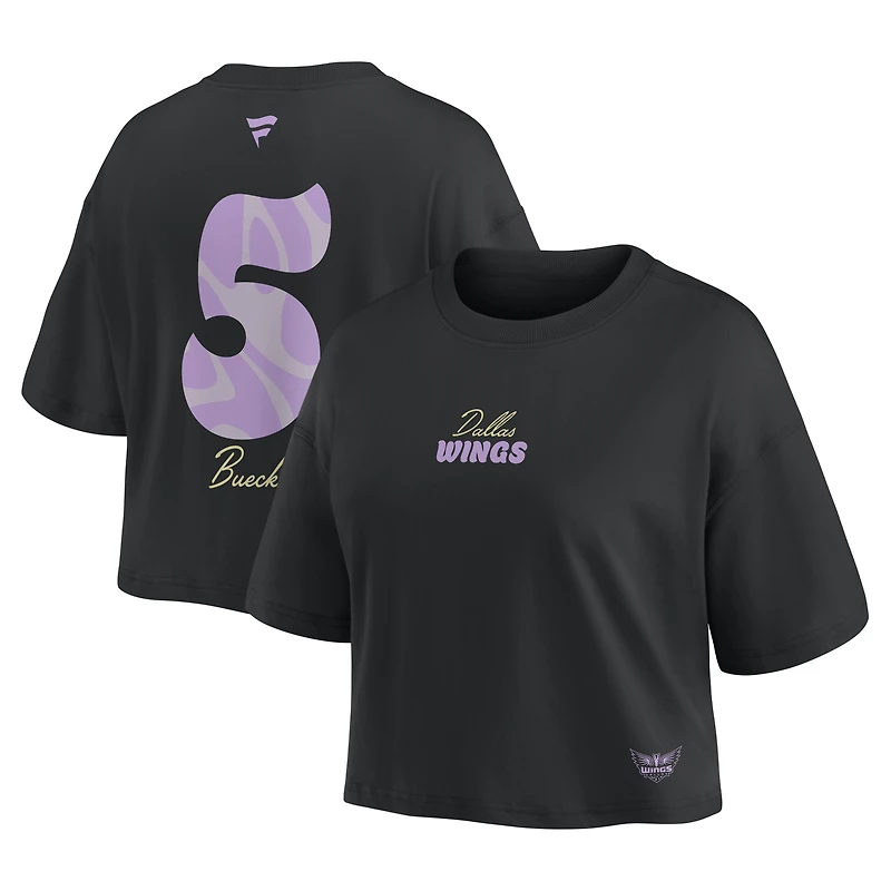 Haut court noir Fanatics Paige Bueckers Dallas Wings pour femme, avec nom et numéro