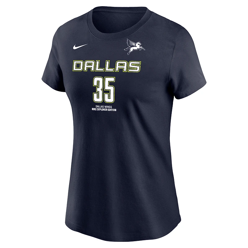Women's Nike Azzi Fudd Navy Dallas Wings Name & Number Explorer Edition T-Shirt