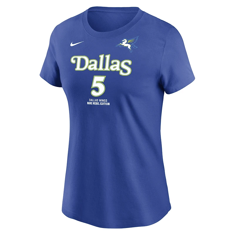 Women's Nike Paige Bueckers Blue Dallas Wings Rebel Edition Name & Number T-Shirt