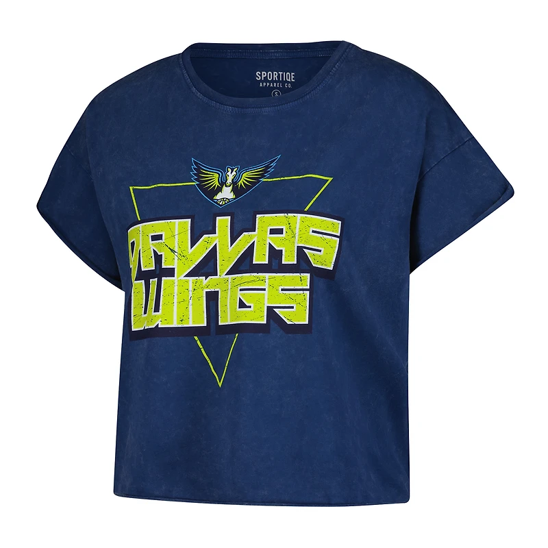T-shirt court Sportiqe bleu marine Dallas Wings Rock N Roll pour femme, délavé minéral Gwen