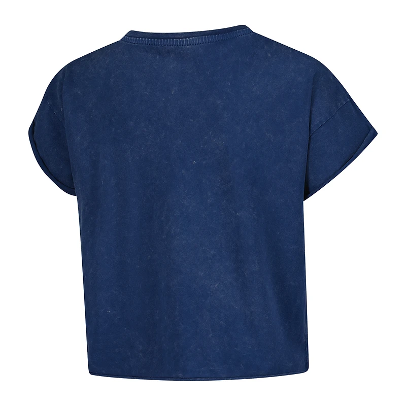 Women's Sportiqe Navy Dallas Wings Rock N Roll Collection Gwen Mineral Wash Cropped T-Shirt
