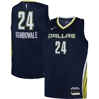 Maillot de joueur Nike Arike Ogunbowale bleu marine Dallas Wings 2021 Explorer Edition Victory pour enfant