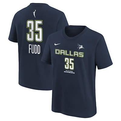 T-shirt Nike Azzi Fudd bleu marine Dallas Wings Explorer Edition pour enfant, nom et numéro
