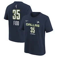 T-shirt Nike Azzi Fudd bleu marine Dallas Wings Explorer Edition pour enfant, nom et numéro